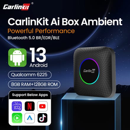 Carlinkit Android 13 Tv Box LED 8 + 128GB CarPlay Draadloze Android Auto Draadloze Adapter Ondersteuning Youtube Netfilx IPTV Spotify GPS