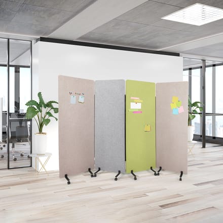 Mobiel akoestisch scheidingswand systeem FLEXMIUT Set van 2 lichtgrijs hjh OFFICE