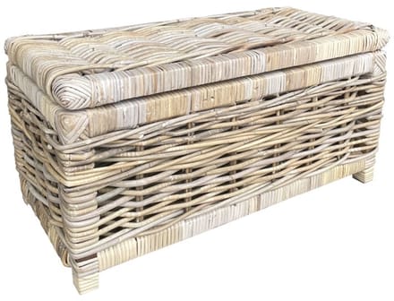 Rieten Opbergmand - Grey - 75x40xH40 cm - Mand Met Deksel