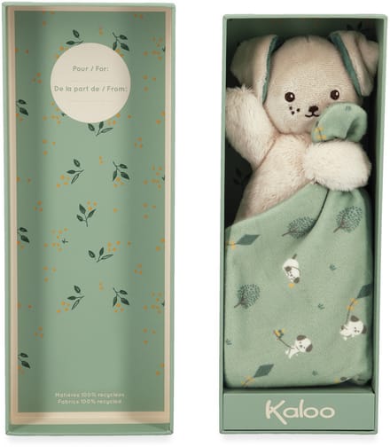 Kaloo - Carre Douceur - Knuffeldoekje - Hond - Groen
