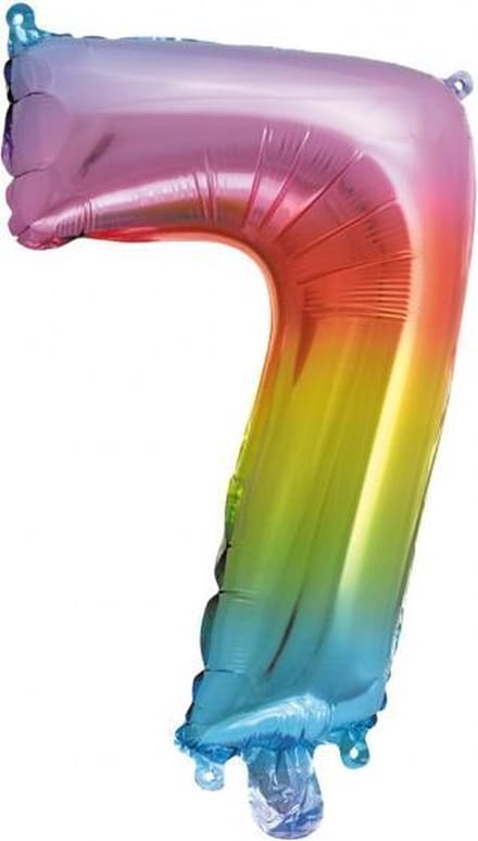 Folie Ballon Cijfer 4 Regenboog 41 cm