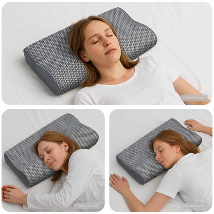 vidaXL - Nek - kussen - Grijs - Traagschuim - 59 - x - 34 - x - 12 - cm