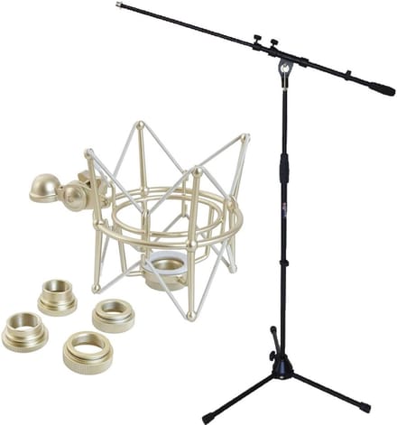 Microfoonstandaard met galg - Microfoonhouder Statief - Opnemen Zonder Geluid - Inclusief Microfoonspin - Tot 176 cm - Zwart