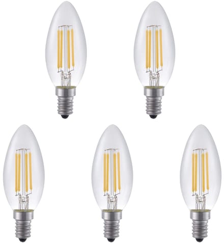 SPL E14 LED Lamp 4W Dimbaar - CRI 90 - Extra Warm Wit - 2500K - LED Filament Kaars C35 - Vervangt 33W - 5 Stuks