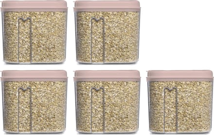 Plasticforte Voedselcontainer strooibus - 5x - lichtroze - 1000 ml - kunststof - voorraadpotten