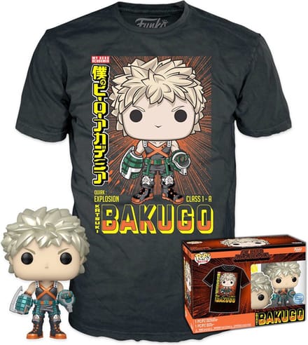 Funko My Hero Academia Verzamelfiguur & Tshirt Set -L- POP! & Tee Box Katsuki Zwart