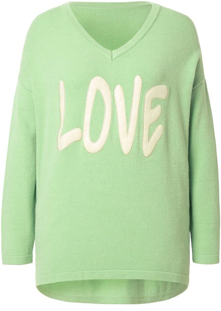 MIAMODA - Dames - Trui oversized LOVE - Pastelgroen - Maat 50+