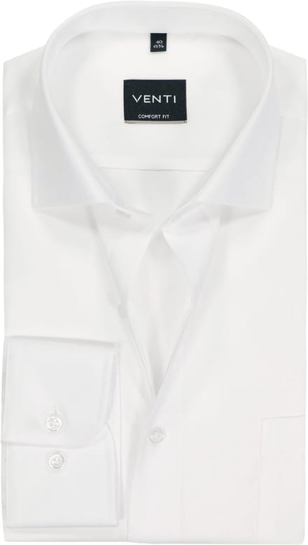 VENTI CASA MODA comfort fit overhemd - mouwlengte 72 cm - structuur - wit - Strijkvrij - Boordmaat: 43