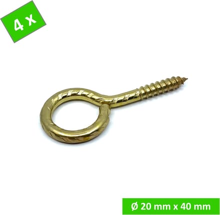 TQ4U Schroefoog messing - 40 mm - Ø 5.2 mm - Gedecoreerd - 4 stuks