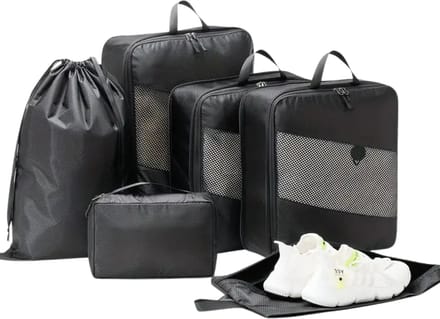 Nivard Koffer Organizer Set - Packing Cubes - Compressie - Travel - Compression - Set - Zwart