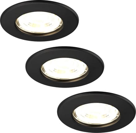 Ledvion - 3X LED Inbouwspot - Dimbaar - 5W - 2700K - Ø84mm - IP65 - Zwart