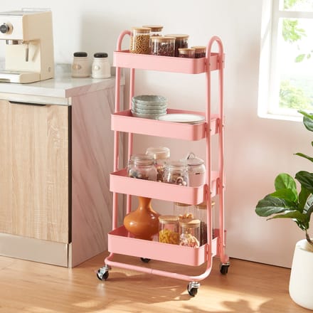 Keukentrolley Pyhäntä met 4 manden 103,5x46x35 cm roze [en.casa]