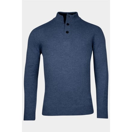 Baileys Trui Half Zip And Buttons Subtle Rib Details Mid Denim Blue / male