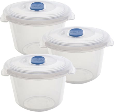 Whitefurze Vershoudbakje/bewaarbakje - 3x - magnetron/vriezer - transparant - kunststof - 500 ml