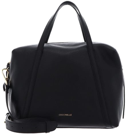 COCCINELLE Leren schoudertas handtas Nory Grained Leather Handbag Noir zwart