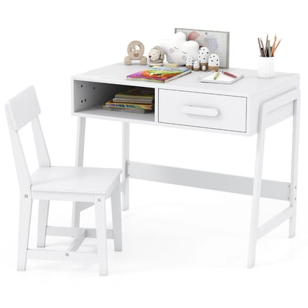 Coast Kinderbureau met stoel - met lade en plank - ergonomisch ontwerp - wit
