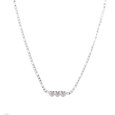 Go Dutch Label Collier schakel 3 bewerkte hartjes Goud