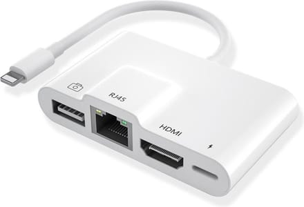 Ethernet + HDMI + USB + 8-Pins geschikt voor iPhone en iPad - geschikt voor Lightning - multifunctionele internet adapter LAN kabel - wit - Provium