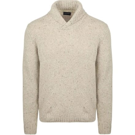 Suitable Trui Shawl Tweed Eco Wool Ecru - Maat XXL - Heren - Pullover
