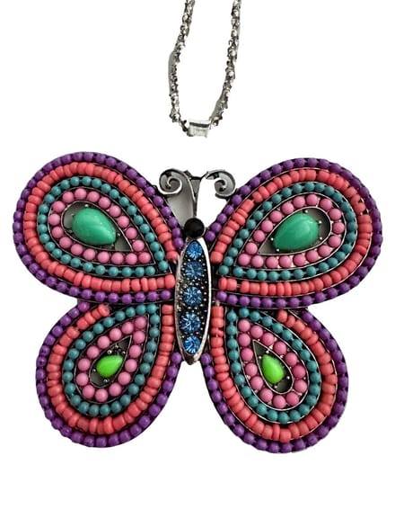 Petra's Sieradenwereld - Ketting met vlinder hanger paars