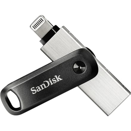 SanDisk iXpand™ Flash Drive Go USB-stick smartphone/tablet Zwart, Zilver 128 GB USB-A 3.2 Gen 1, Apple Lightning