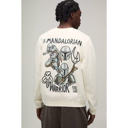 Oversized Sweatshirt Met Mandalorian Warrior Licentieprint | Ecru | Size Medium