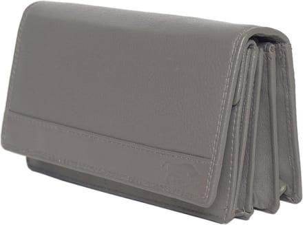 Leren Damesportemonnee Grijs RFID - Lederen Dames Portemonnee - Harmonica Model