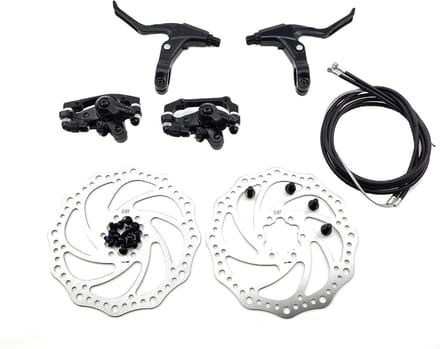 Fiets schijfrem set 160 mm voor achterrem, remgrepen, remkabels en remhendels