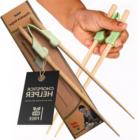 Eetstokjes Helper - Eetstokhulp Ouderen - Onafhankelijk Eten - V-vormig Scharnier - 23 Gram - Lichtgroen