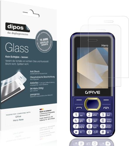 dipos – 2x Matte Pantserfolie geschikt voor GFive Hero New | 9H Screenprotector