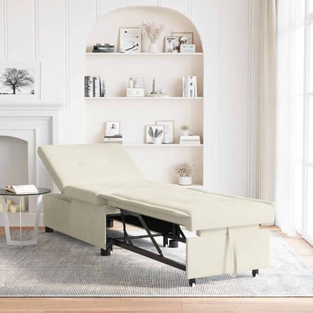 vidaXL - Slaapbank - Crème - 194 - x - 67 - x - 82 - cm - Fluweel