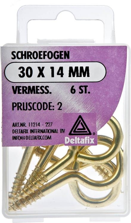 Deltafix Schroefogen - 6x - verzinkt metaal - 30 x 14 mm - ijzerwaren bevestigsmaterialen