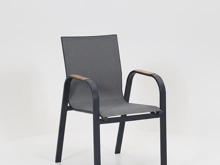 Vente-unique Set van 2 stapelbare tuinstoelen van aluminium en textileen - Antraciet - ZEYVA van MYLIA