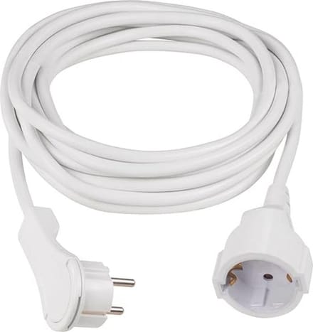 Verlengsnoer met Platte Connector 5 Meter, IP20, 230V/16A - Wit