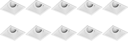 Spot Armatuur 10 Pack - Pragmi Zano Pro - GU10 Inbouwspot - Vierkant - Wit - Aluminium - Kantelbaar - 93mm