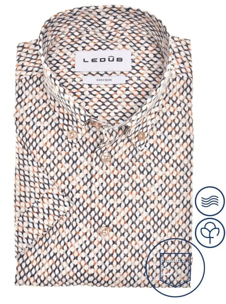 Ledûb shirt korte mouw print modern fit