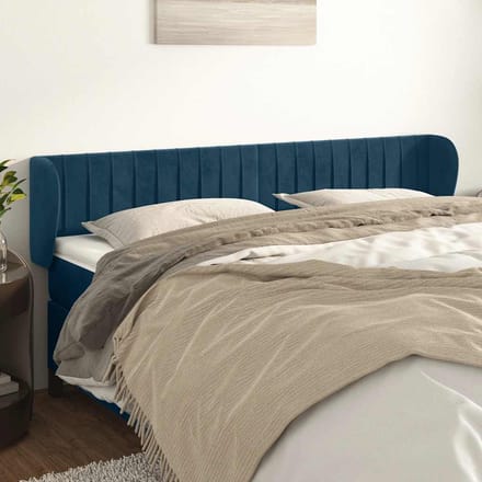 vidaXL - Hoofdbord - met - randen - 183x23x78/88 - cm - fluweel - donkerblauw