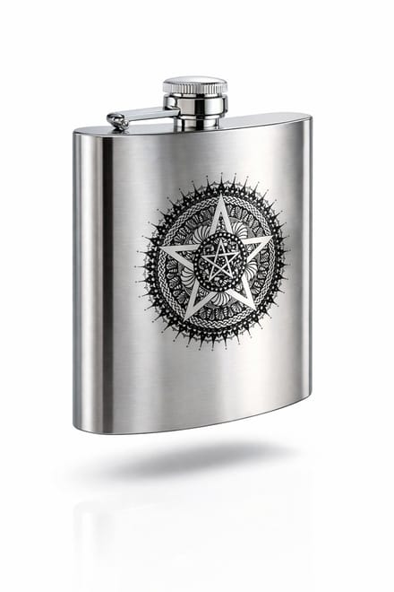 RVS Heupfles | Hip flask | | 207ml RVS | Mandala Pentagram
