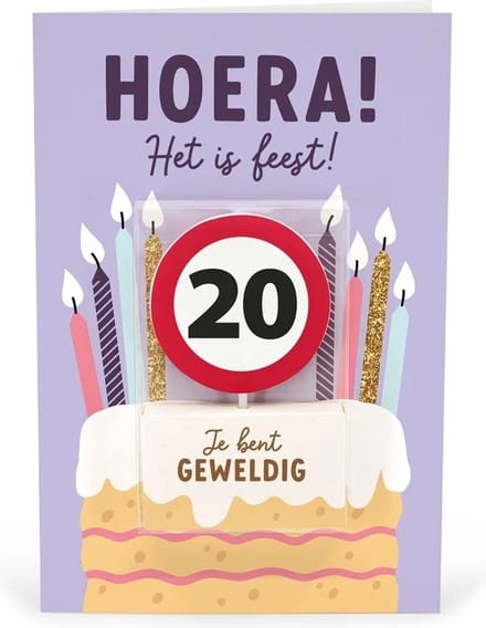 Kaart - Taartkaarsje - 20 jaar