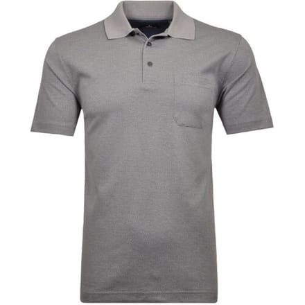 Ragman Polo Softknit Fine Jacquard Pattern Silver / male