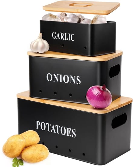 Dailygoods- Aardappelopslagbox Set van 3 - Uienbox - Knoflookbox