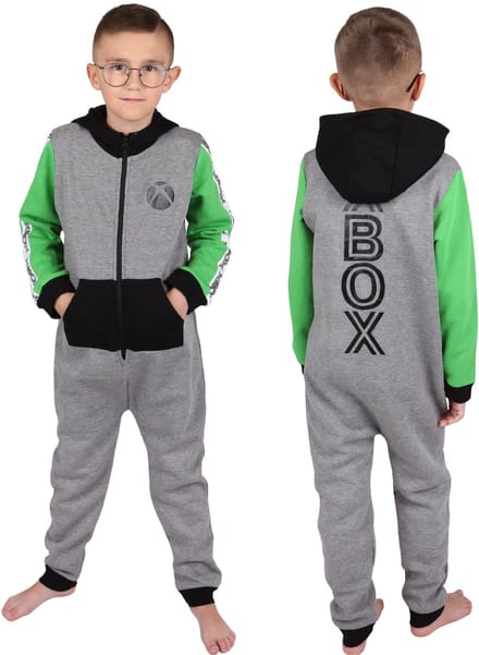 XBOX Eendelige pyjama VOOR GAMER, jumpsuit met capuchon, onesie voor jongens