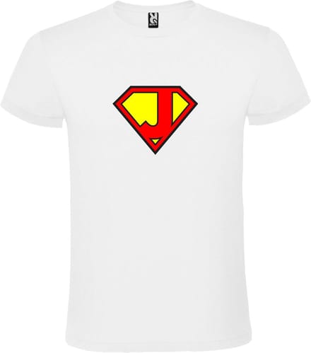 Wit T shirt met print van "letter J“ Superman “ Logo print Rood / Geel size M