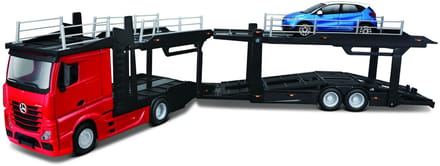 Bburago Mercedes-Benz Actros - Modelauto - Schaal 1:43 - Rood/Blauw