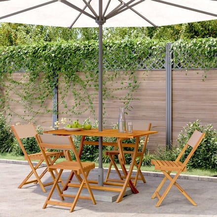 Inklapbare tuinstoelen - Set van vier - Buiten zitten - Massief acaciahout - 41 x 52.5 x 80 cm - Taupe