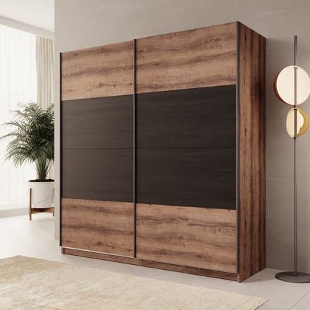 Meubella - Duvano - Kledingkast 2 schuifdeuren - Eiken - 200x61x210 cm