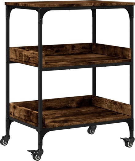 vidaXL - Keukentrolley - 60x41x80,5 - cm - bewerkt - hout - gerookt - eikenkleurig