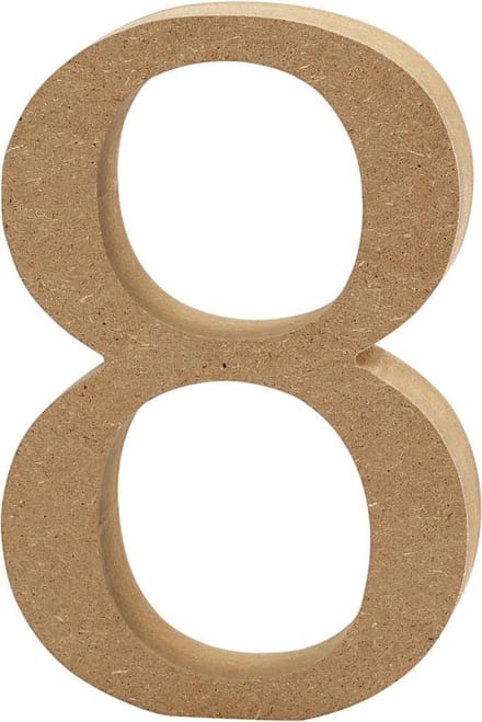 Cijfer, 8, H: 8 cm, dikte 1,5 cm, 1 stuk