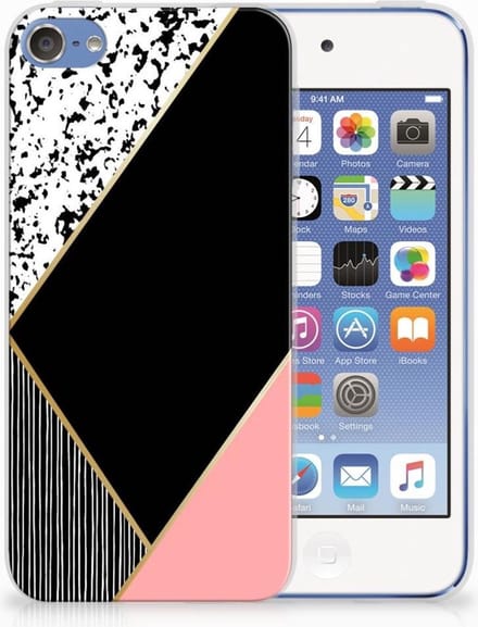 Apple iPod Touch 5 | 6 TPU Hoesje Zwart Roze Vormen