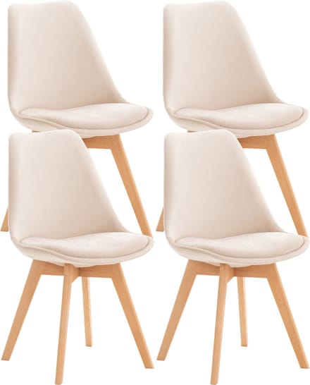 CLP Linares Set van 4 eetkamerstoelen beige Fluweel
